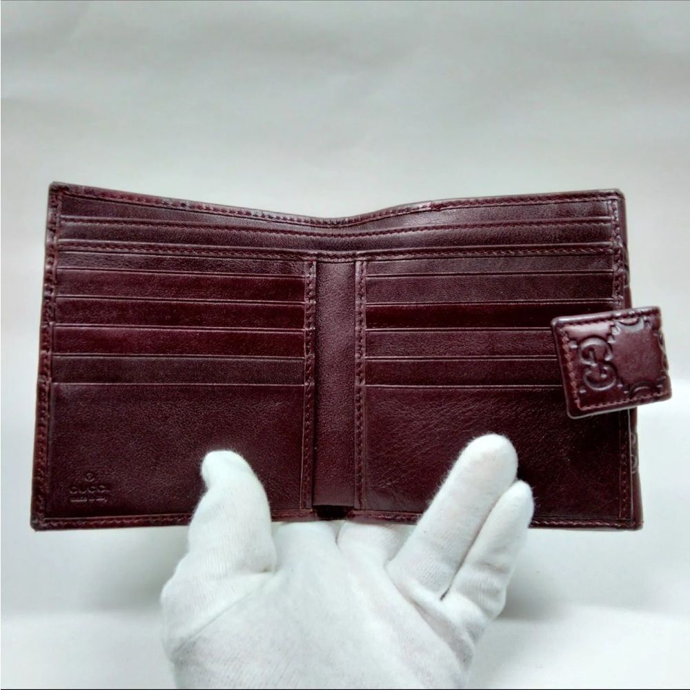 Gucci Burgundy Bifold Wallet Guccissima Lovely Heart French Flap Compact Wallet - Picture 4 of 8